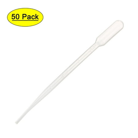 Unique Bargains 50Pcs Clear White Plastic 5.3" Liquid Dropper Pasteur Pipette 2ml