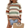 thumbnail image 3 of WIHOLL Women’s Blouses Tops Short Sleeve Knit Crochet Sweater Lightweight Pullover Crewneck for Spring Summer, 3 of 10