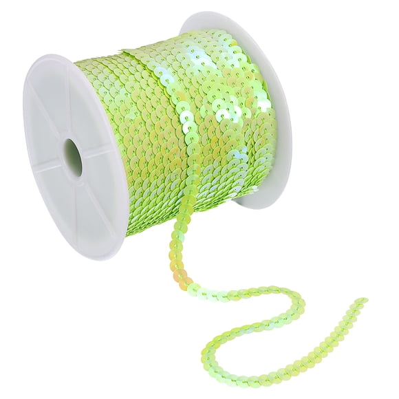 Unique Bargains 100Yards 6mm Flat Sequin Strip Spangle Paillette String Sequin Trim Green