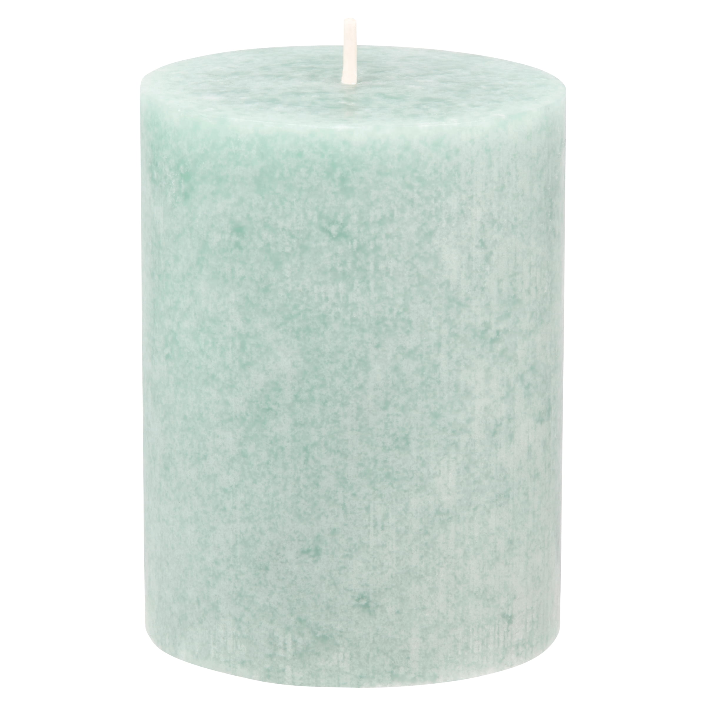 Mainstays Unscented Decorative Mottled Pillar Candles, 3x4inch tall, Green Mottled Color