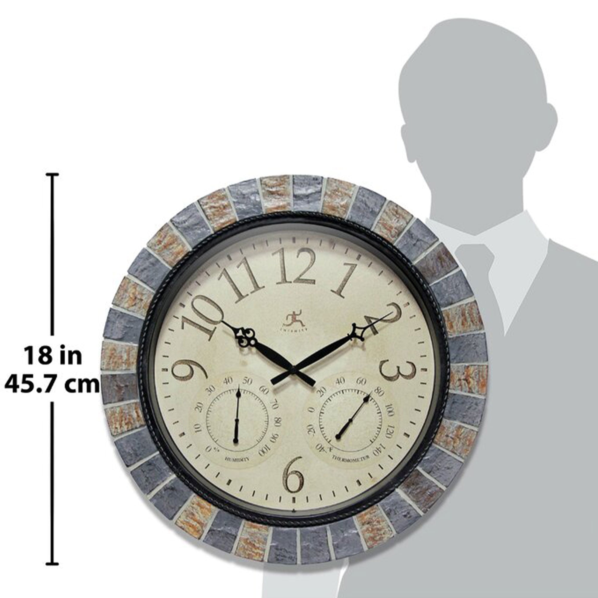 Infinity Instruments Inca II Indoor/Outdoor Circle Natural Multicolor Analog Display 18-inch Wall Clock