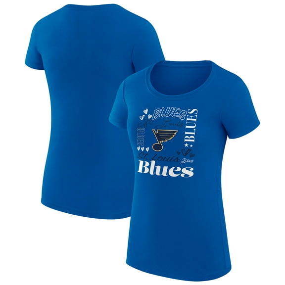 Women's G-III 4Her by Carl Banks Blue St. Louis Blues Super-Slim Fit Lightweight Collage Team Graphic T-Shirt