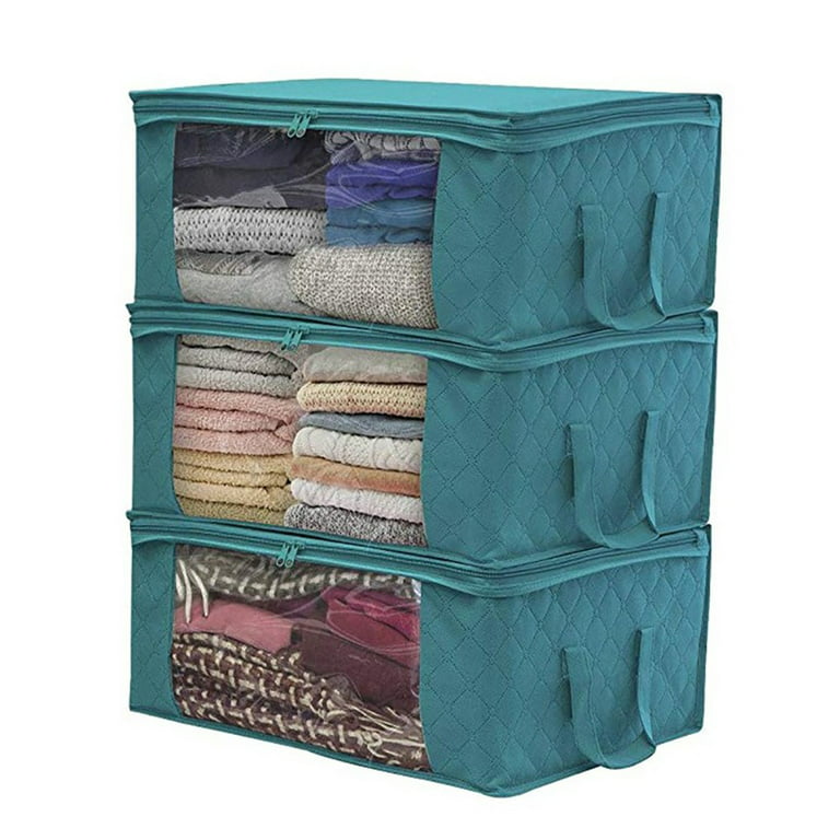 1pc Contrast Binding Quilt Storage Bag, Modern Non-woven Fabric Blanket  Storage Bag With Zipper For Home