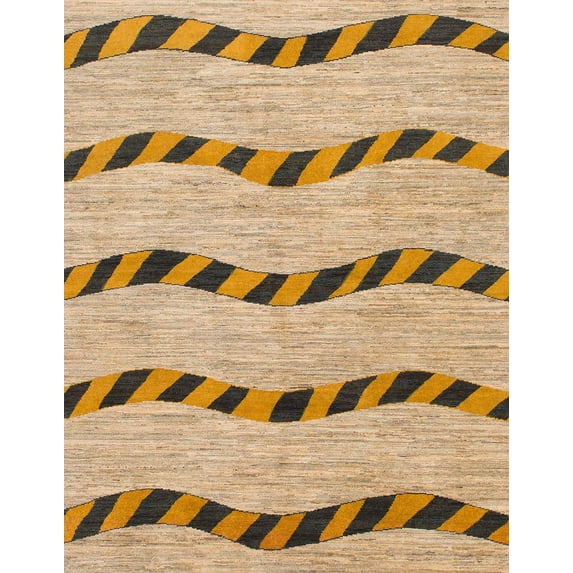 Ahgly Company Machine Washable Indoor Rectangle Abstract Light Brown Area Rugs, 8' x 12'