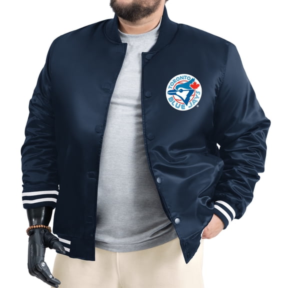 Men's G-III Sports by Carl Banks Navy Toronto Blue Jays Cooperstown Adaptive Satin Full-Snap Varsity Jacket