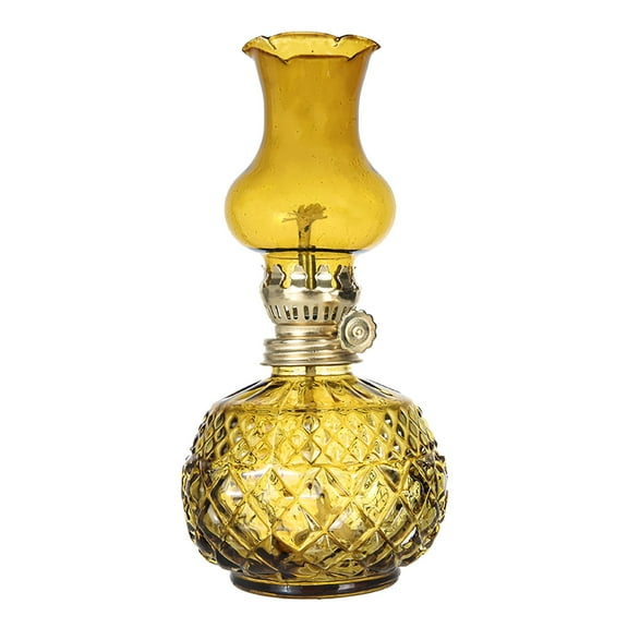 HIBIBUD Vintage Oil Lamp Glass Kerosene Indoor Retro Classic Burning Lights Oil Lamp for Home Bedroom Table Decorations Emergency Use,Farmhouse Decor,Tabletop Decor