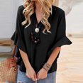 thumbnail image 2 of Moda mujer casual blusa sólida 1/2 botón cuello camiseta otoño cómodo Tops Sweartshirt Fridja  czfsfas6044, 2 of 9