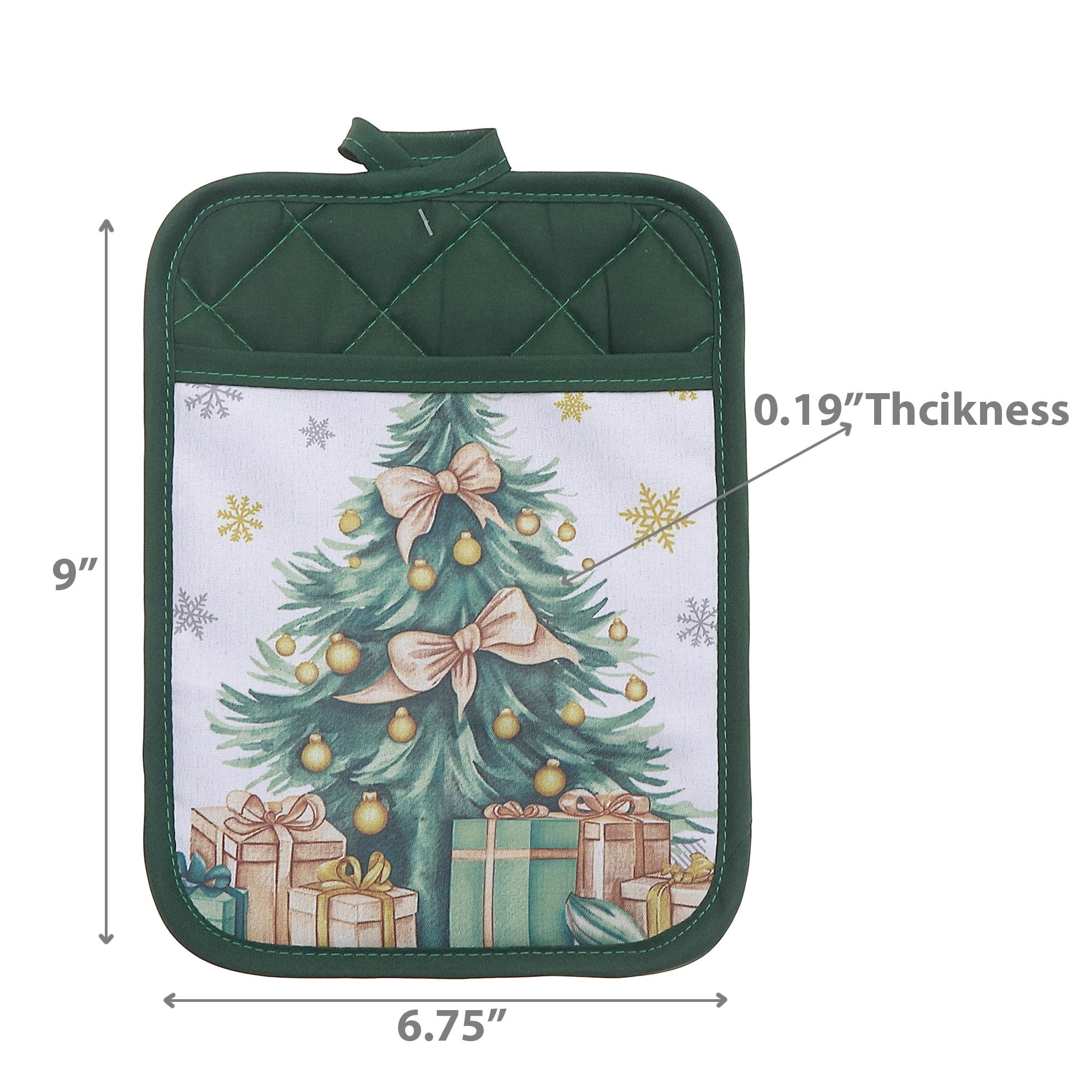 Pot Holder With Pocket (Christmas Tree) - Set of 6