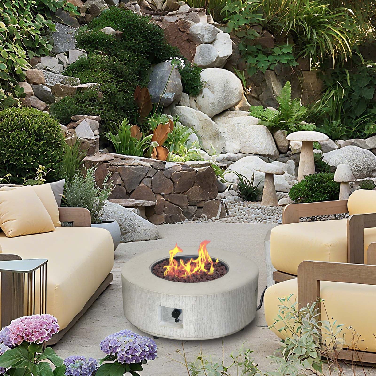 Afterglow Firepits All Terrafab External Gas Tank for Outdoor Use Round 50000Btu, Gray
