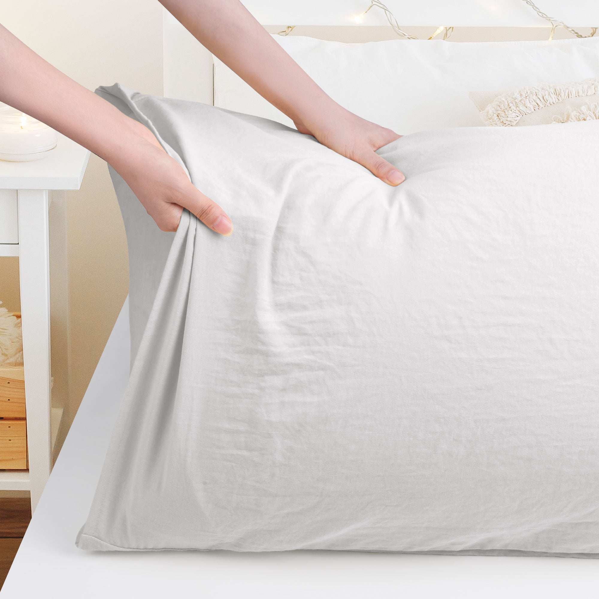 Unique Bargains Envelope Closure Washed Microfiber Body Pillowcases Light Gray 20"x54"