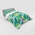 thumbnail image 3 of Leaf Duvet Cover Set, Summer Spring in Exotic Island Flowers Plumeria Lilac Image, Bedding Set with Shams and Fitted Sheet, 3 Sizes, by Ambesonne, 3 of 3