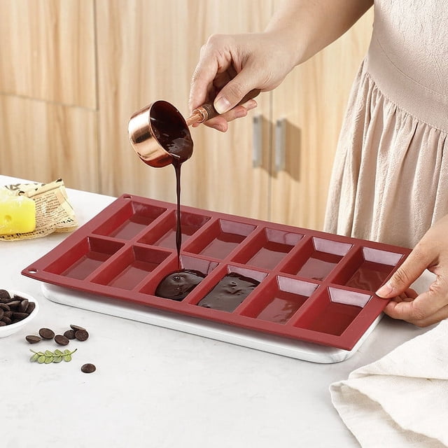 Moldes flexibles de silicona DMDUOU para chocolate y dulces, multiusos para hornear pasteles, brownies, cubitos de hielo y jabón. Apto para calor y congelación, apto para alimentos, fácil de