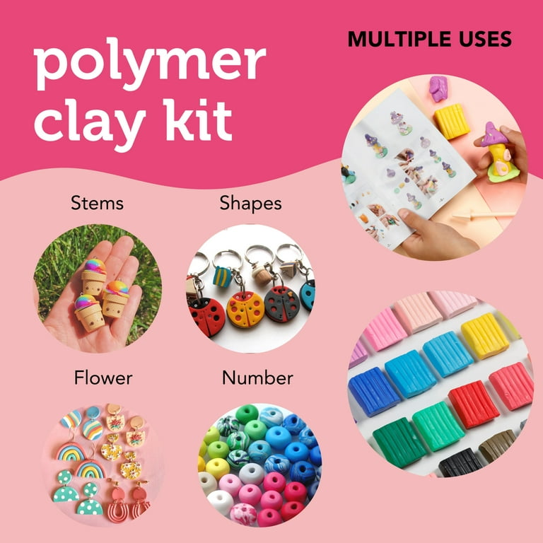 Incraftables Polymer Clay Kit (24 Colors Soft Blocks). Modeling Oven Bake  Clay Kit W/ Sculpting Tool