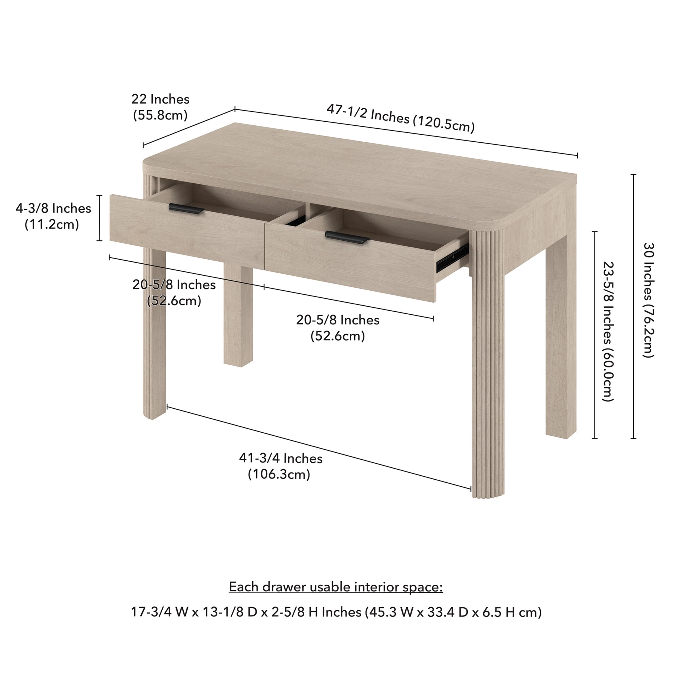 Evelyn&Zoe Modern/Contemporary 48" Wide Alder White Home Office