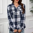 thumbnail image 4 of Gamivast Fleece Lined Shacket for Women Plaid Button Down Long Sleeve Winter Jackets with Chest Pockets Long Loose Stand Collar Warm Coats Fall Trendy Outerwear 2025, 4 of 6