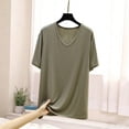 thumbnail image 4 of MORESEC Women Plus Size V Neck Short Sleeve T-Shirt Casual Loose Fit Tee Shirt Solid Color Tops Everyday Comfort Wear Summer Fashion Clothes, Green XL, 4 of 5