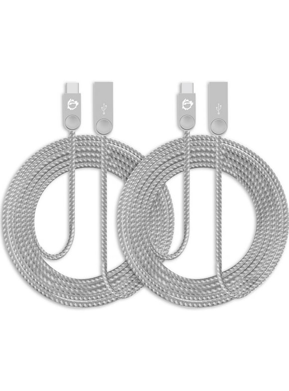 SIIG Zinc Alloy USB-C to USB-A Charging & Sync Braided Cable - 6.6ft, 2-Pack (cb-us0n11-s1)