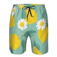 thumbnail image 4 of Kll Lemons Chamomile Flowers And Leaves Men'S Casual Summer Beach Shorts Hawaiian Shorts With Pockets-Medium, 4 of 9