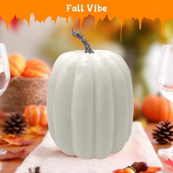 Ngheia Pumpkin Decor Large Artificial Pumpkin for Fall Decor, 8.66 Inch Plastic Pumpkin for Halloween Thanksgiving Centerpieces, Paintable DIY Craft Pumpkin for Home and Party Decor