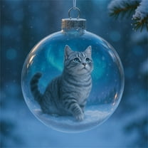 Taqqpue Cat Christmas Glass Ornaments Collection, Cute Xmas Tree Kitten Ball Ornament, 2D Flat Cats Christmas Tree Decoration for Cats Lovers, Party Centerpiece Mantel, Winter Home Decor