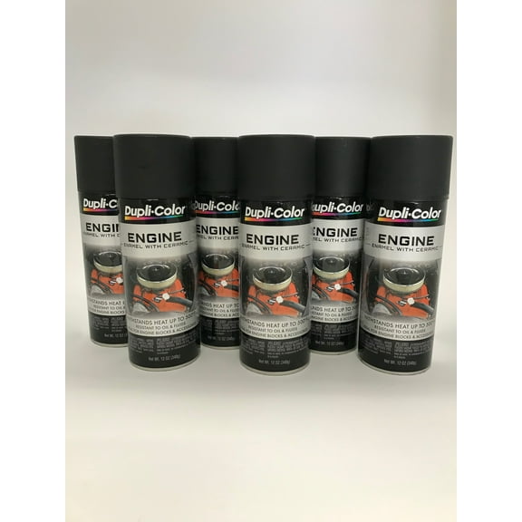 Duplicolor DE1654-6 PACK Engine Enamel Paint w/ Ceramic, Flat Black-12oz Aerosol