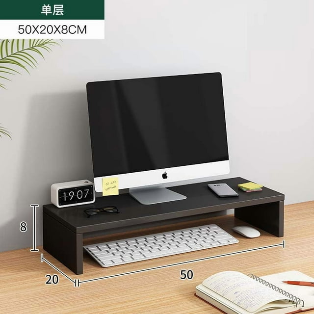 Miangastore Wood Monitor Stand Computer Riser Shelf Desk Organizer Wooden Lifting Rack Base For Desk Notebook Laptop Pc Printer Desktop Keyboard Storage