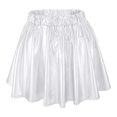 thumbnail image 2 of HNMKIU Women's Fashion High Waist Pleated Solid Color Short Skirt Loose Plus Size Metallic Skater Skirt 01_White，XL, 2 of 3