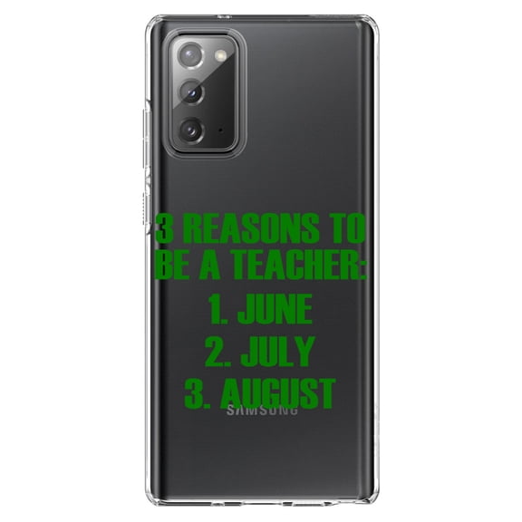 DistinctInk Clear Shockproof Hybrid Case for Galaxy Note 20 ULTRA (6.9" Screen) - TPU Bumper Acrylic Back Tempered Glass Screen Protector - Reasons to be a Teacher June July August