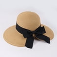 thumbnail image 4 of XINPING Women's Bowknot Straw Sun Hat, Wide Brim UV Protection Beach Vacation Hat with Black Bow Tie, Packable and Breathable Fishing Summer Hat for Outdoor Activities, 4 of 4