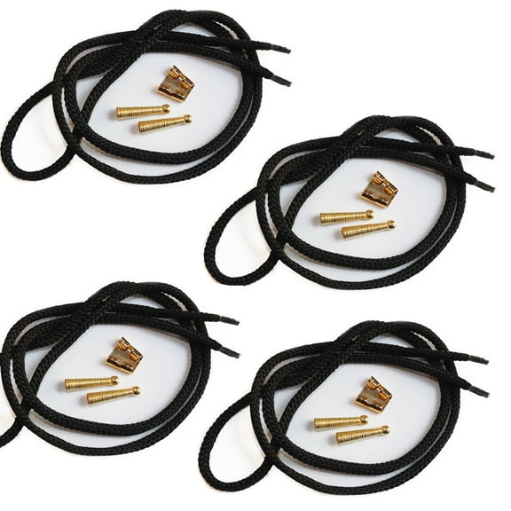 Blank Bolo Tie Kit Standard Slide Ridge Tip Goldtone Parts Black Cord Pk/4