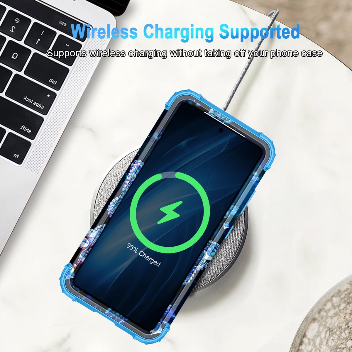 Casetego for Samsung Galaxy S26 Ultra 5G Case,Glow in The Dark Three Layer Heavy Duty Sturdy Shockproof Protection Rugged Hard PC+Soft TPU Bumper Case for Galaxy S26 Ultra,Blue Butterfly