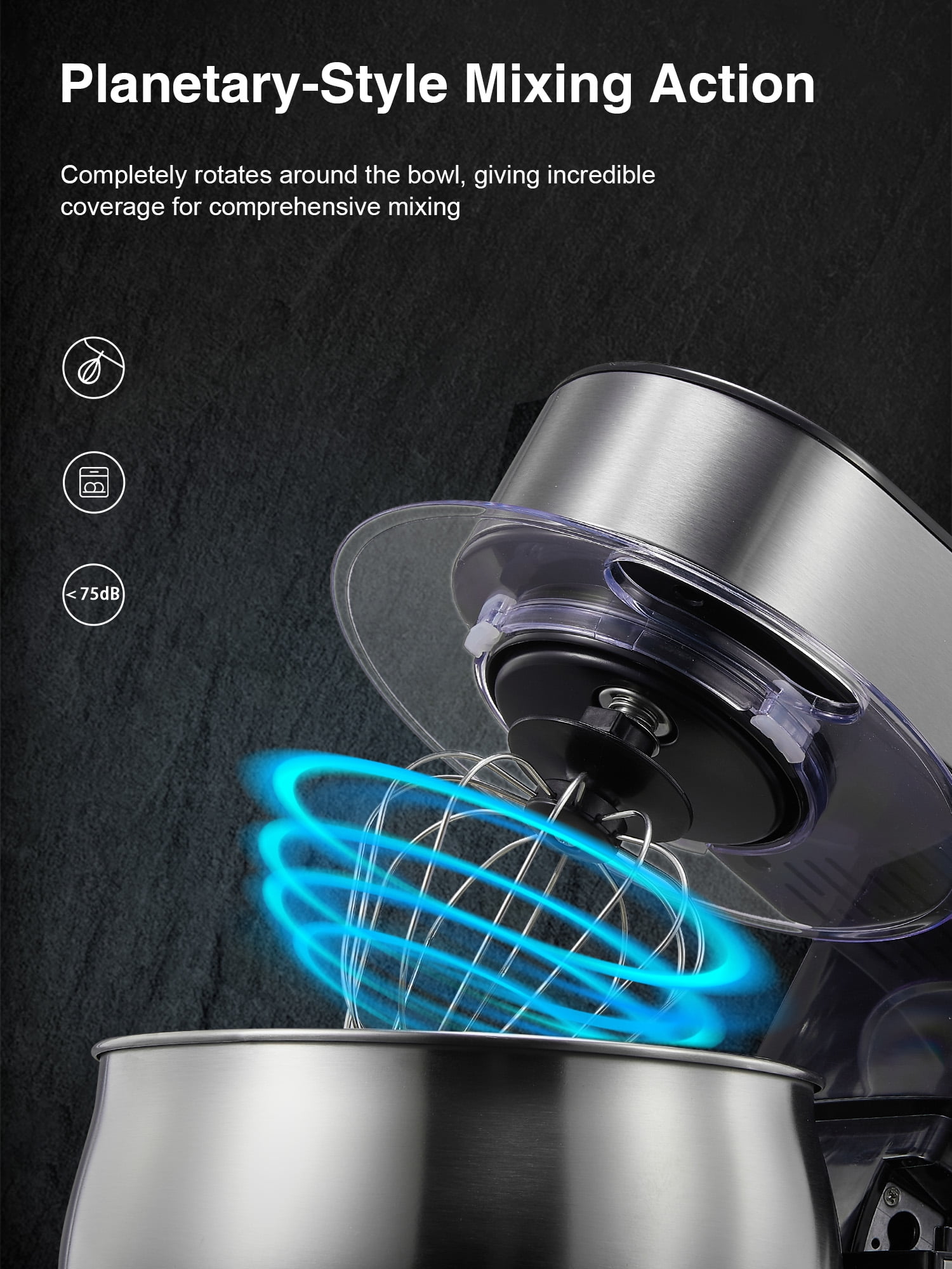 FOHERE 5.8 Qt Stand Mixer, 6 Speed Stainless Steel Mixer, Powerful Kitchen Dough Mixers