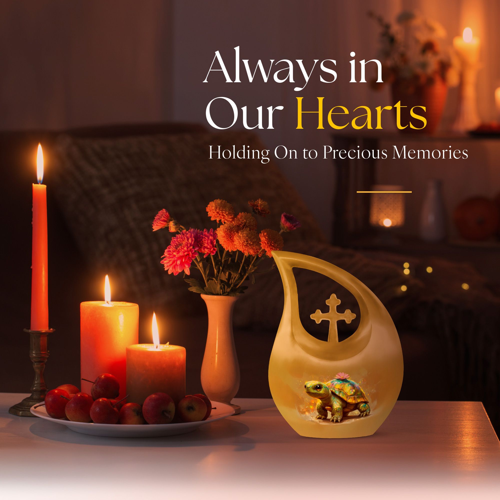 MUKTIVE Colorful Baby Tortoise Large Cremation Urns for Human Ashes Adult Male and Female, Memorial Urn for Adult Ashes, (Large Drop, 10 Inch)