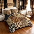 thumbnail image 2 of Manfei Minimalist Cheetah Print Twin Bedding, Old Fashion Patchwork Bedding Comforter Set, Tan Peach, Black Reversible, 7-Piece, 2 of 6