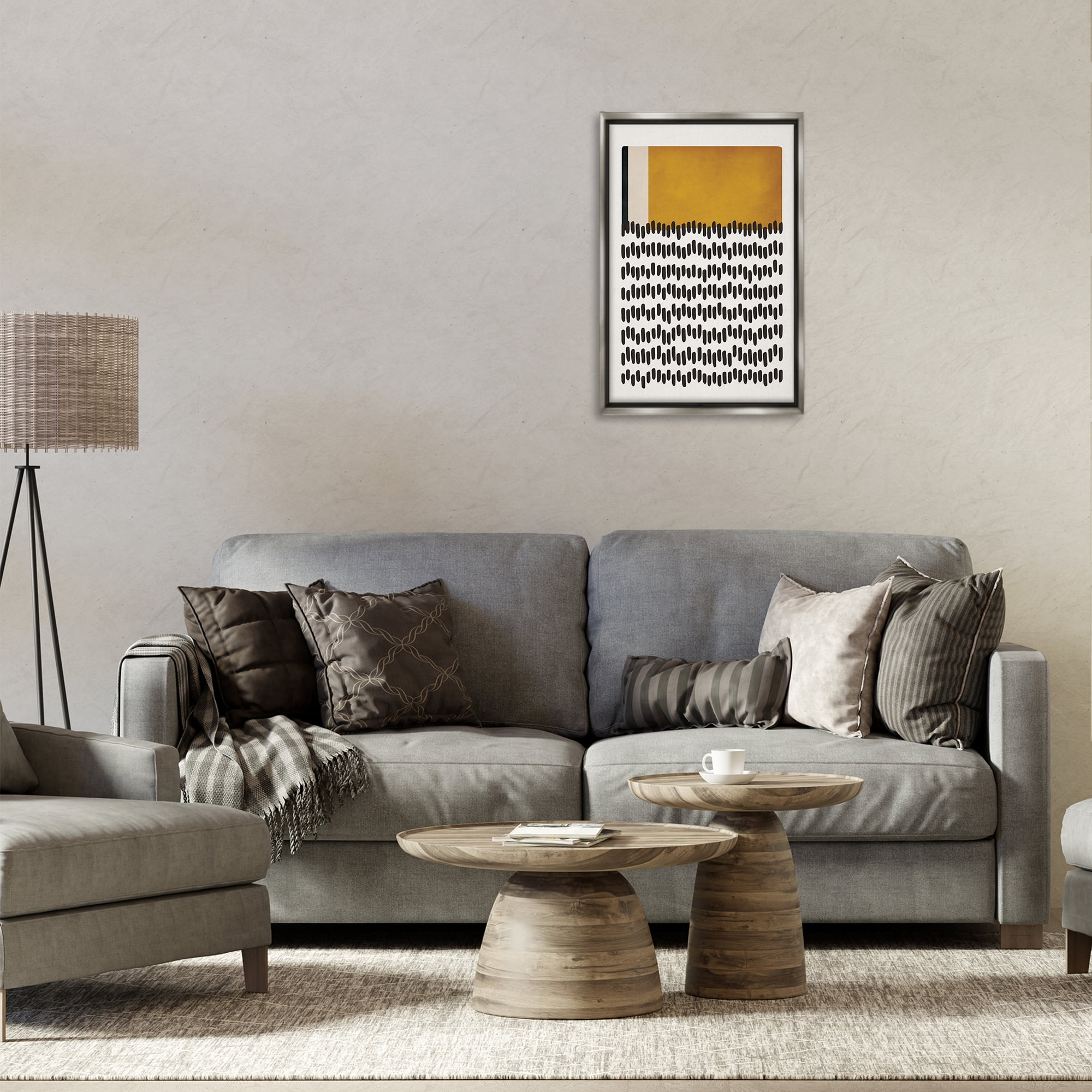 Stupell Industries Geometric Crosby Street Abstract Painting Gray Floater Framed Canvas Art Print Wall Art, 17 x 25