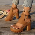 thumbnail image 4 of Caywon Women Gladiator Sandals, Chunky Heel Toe Ring, Ankle Strap Thick Sole Dressy, Comfortable Ladies Shoes Sandalias Cuña Mujer, 4 of 9