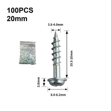 100PCS Pocket Hole Screws Coarse Thread Self-Tapping Fasteners for Woodworking 20mm