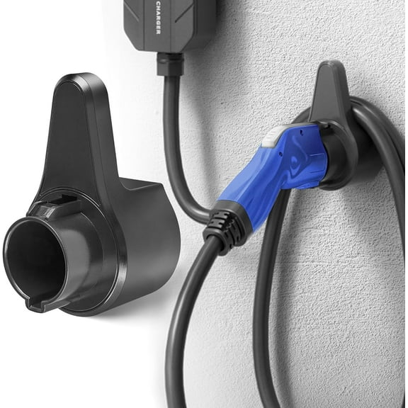 EV Charging Cable Holder Wall Mount for J1772, Electronic Vehicle Charger Cord Hanger, EVSE Car Charger Cable Organizer Management, EV Charging Plug Cord Protector Wall Hook SAE J1772 Connector