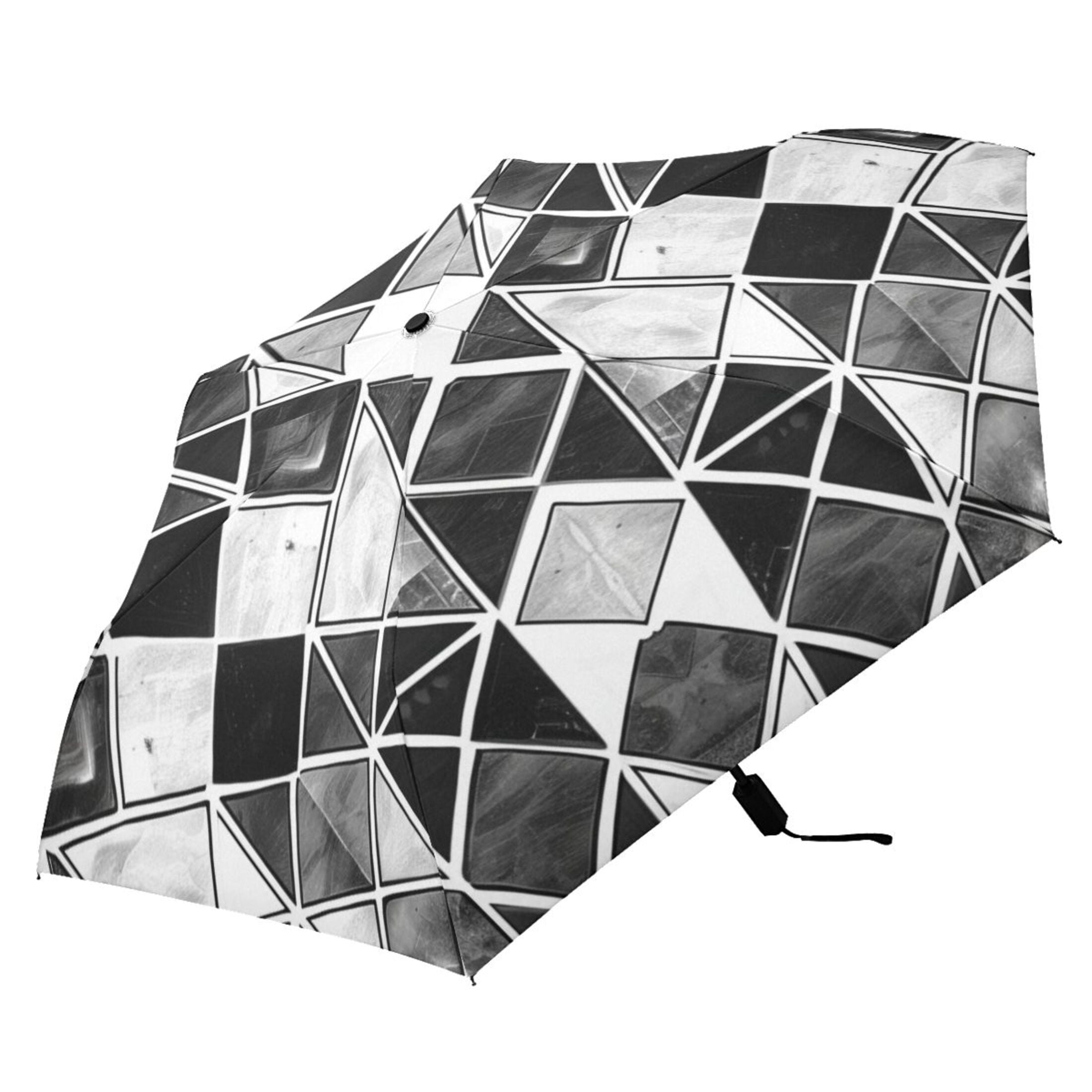 ALAZA Checkered Grid Plaid Pattern UPF 50+ Compact Folding Umbrella for Rain Travel Umbrella Packable