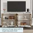 thumbnail image 3 of VANACC 63" Farmhouse TV Stand with 4 Glass Door & Strong Storage, White/Barnwood, 3 of 8