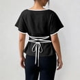 thumbnail image 5 of Cinched Waist Tops for Women Summer Short Sleeve Boat Neck Dressy Casual Blouse Going out Tops Brunch Outfits, 5 of 7