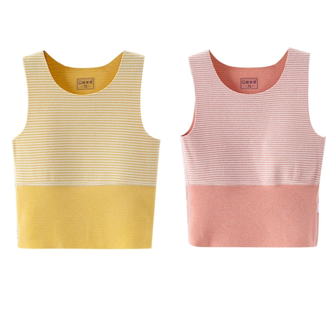 Plebaso 2 Pack Débardeurs en Coton pour Enfants Tout-Petits Garçons Filles Col Rond Sans Manches Rayé