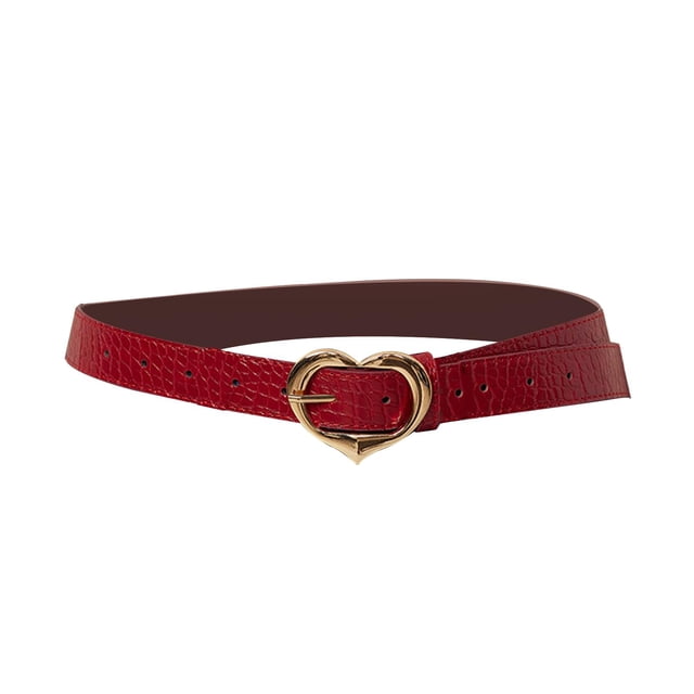 Cinturón de mujer jinwen con hebilla de corazón rojo ajustable elegante decorativo