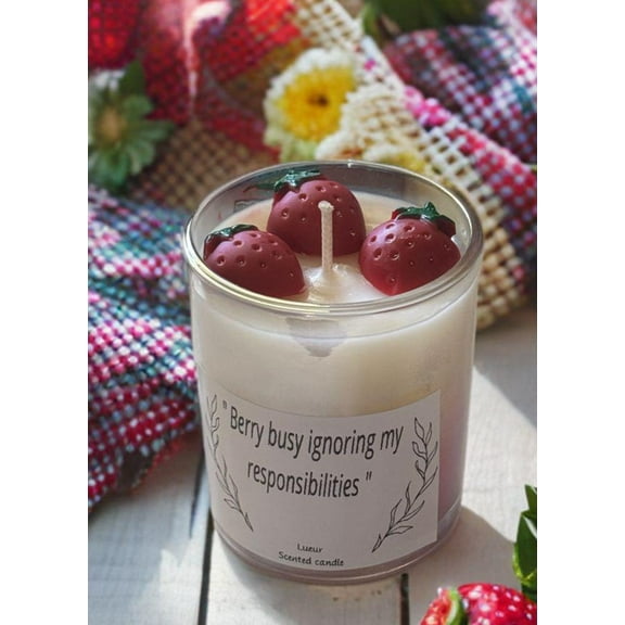 Strawberry Scented Candle Soy Wax 8OZ