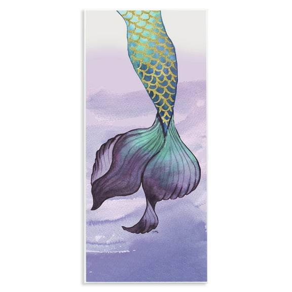 Stupell Industries Glam Accent Mermaid Tail Fairy Tales & Fantasy Painting Unframed Art Print Wall Art, 7 x 17