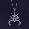 thumbnail image 6 of AFFY Round Cut Black Cubic Zirconia Scorpion Pendant Necklace In 14K White Gold Over Sterling Silver, 6 of 7