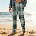 thumbnail image 3 of Men's Home Soft Pajama Pants, Plaid Print Drawstring Pocket Casual Lounge Pants for Fall, Winter and Home Comfort,Green,2XL, 3 of 8