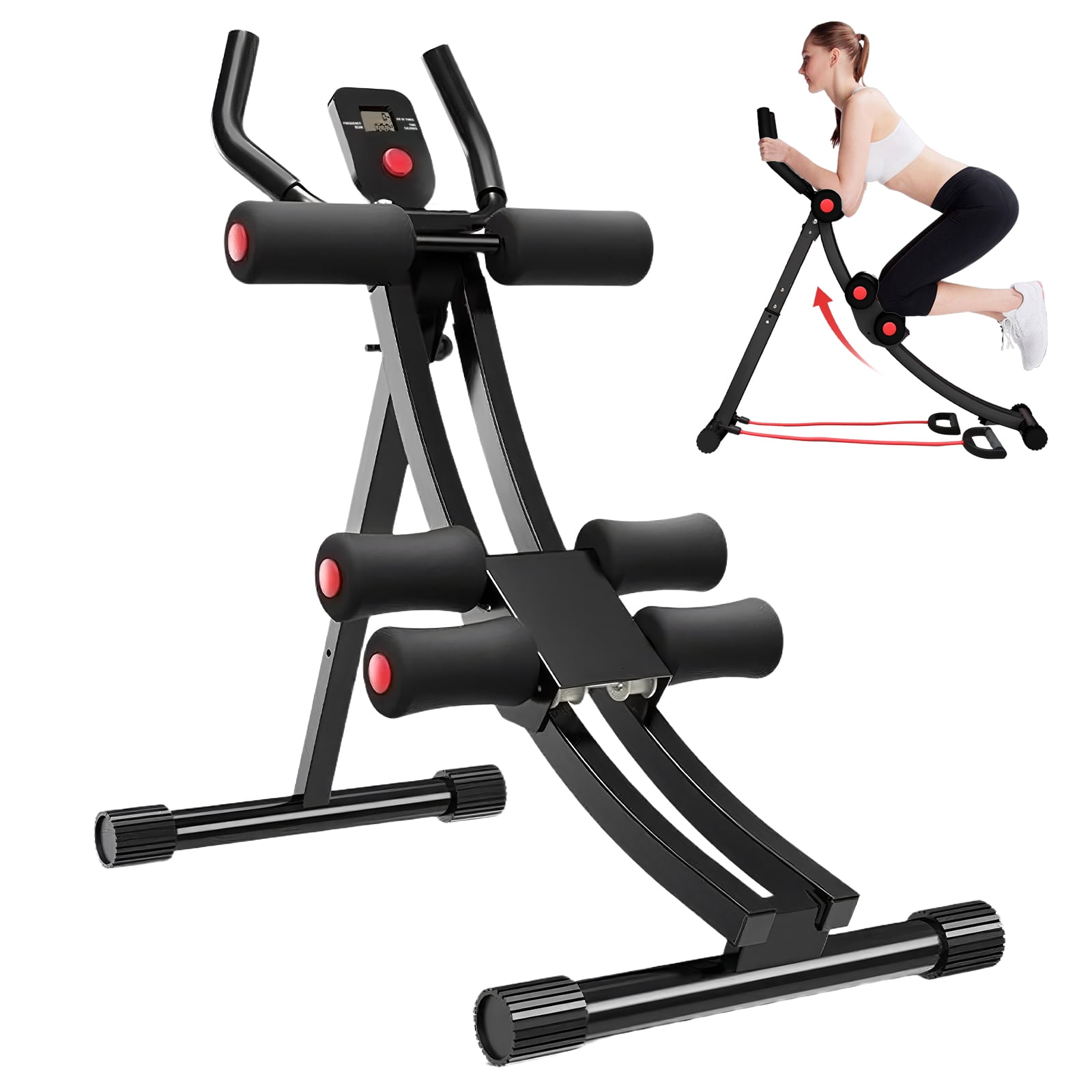 RICAN Ab Workout Equipment, Foldable Ab Machine Full Body Workout for Home Gym, Adjustable ab Trainer, Strength Training Exercise, Core & Abdominal Trainers, Max 440lbs with LCD Display