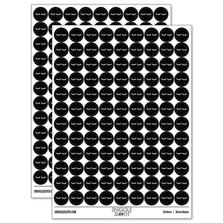 Closed Eyes Sleeping Eyelashes Pair 200+ Round Stickers - Black - Matte Finish - 0.50 Size