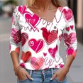 thumbnail image 2 of asdoklhq Vintage Valentine's Day T-Shirts for Women Women's V-neck Printed Button Long Sleeved Shirt T-shirt Multicolor L, 2 of 5